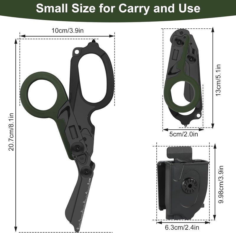 Lemasa 6-in-1 trauma shears - emergency responders, outdoor emergencies, medical staff, and outdoor camping, Gift box packaging with scissors storage K sheaths (Electroplating Black Army Green) - Image 3
